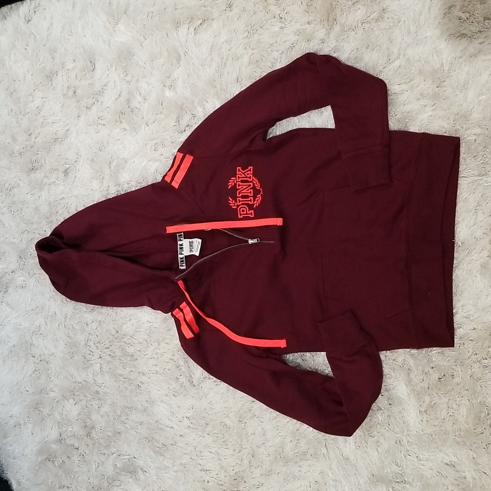 Victoria's Secret PINK maroon half-zip hoodie